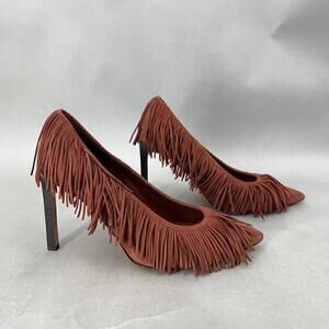 B37 Ulla Johnson Inez Fringe High Heel Womens 6 Boho Maximalism Western Chic